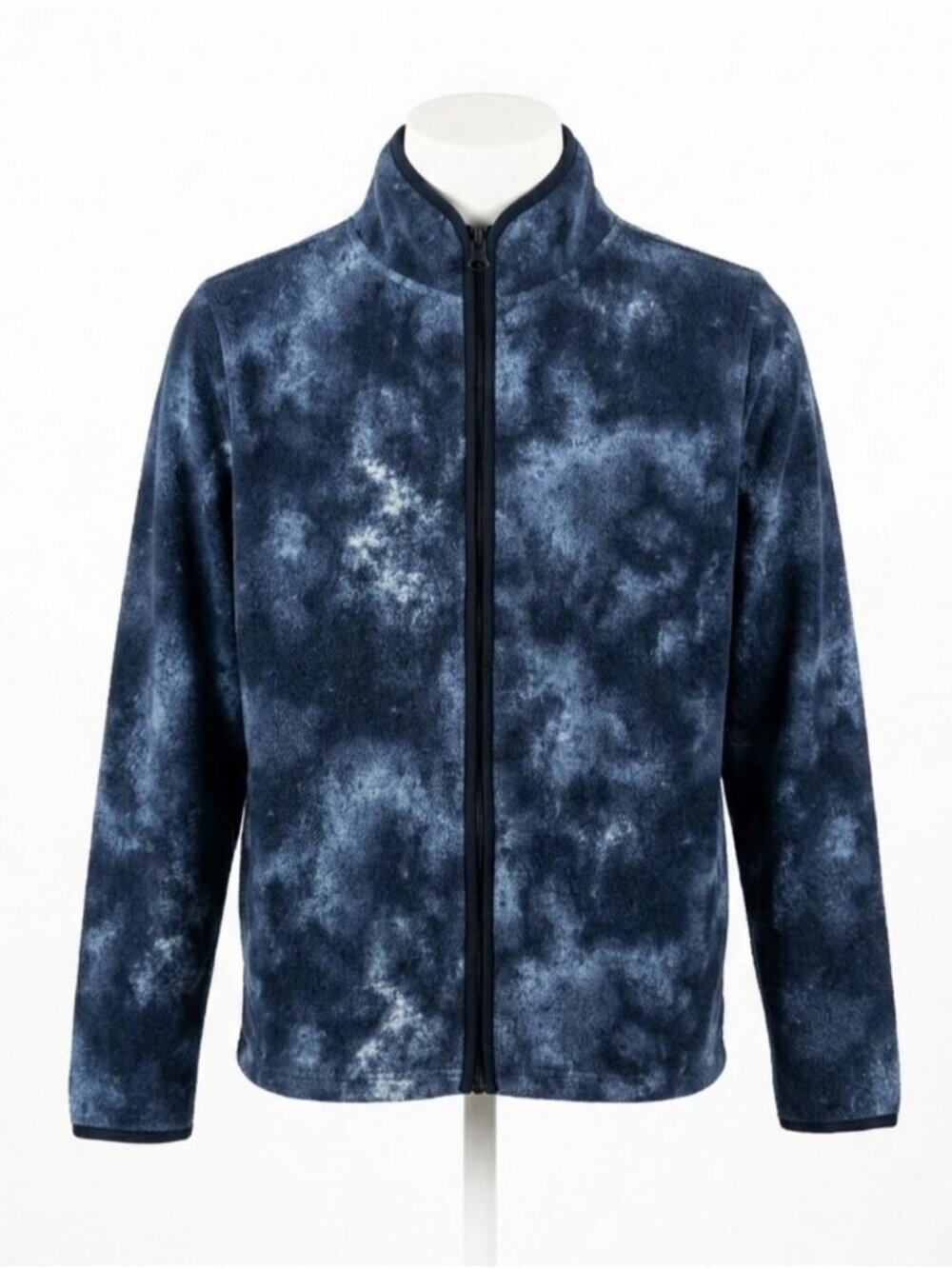 OshKosh Bgosh Boys Blue Tie Dye Fleece Jacket Size 12 Full Zip Mock Neck Sweater